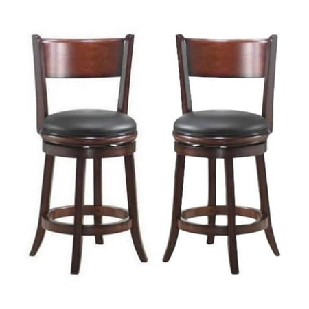 Home Square Palmetto 24" Swivel Counter Stool in Brandy - Set of 2