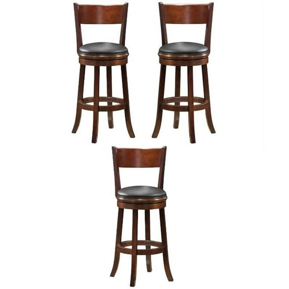 Home Square Palmetto 29" Swivel Bar Stool in Walnut - Set of 3