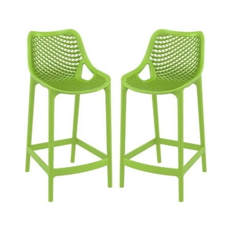 Home Square Patio Counter Stool in Tropical Green - Set of 2