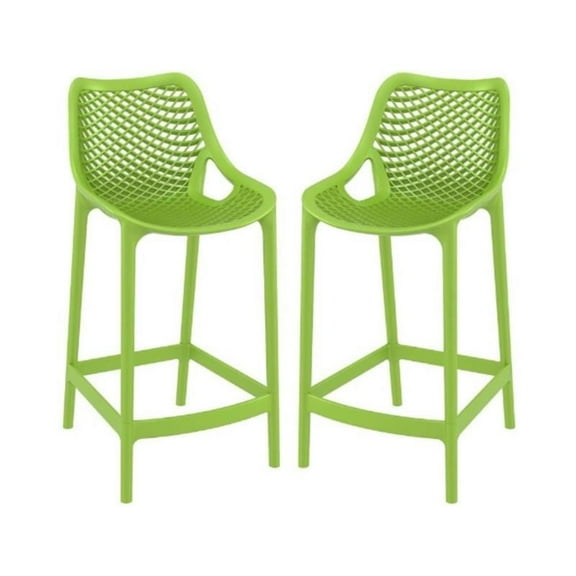 Home Square Patio Counter Stool in Tropical Green - Set of 2