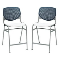 Home Square Plastic Counter Stool in Navy Back - Set of 2