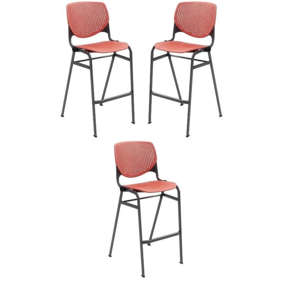 Home Square Plastic Stack Barstool in Coral Blue - Set of 3