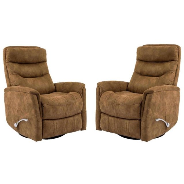 Home Square Polyester Manual Swivel Glider Recliner in Autumn Brown
