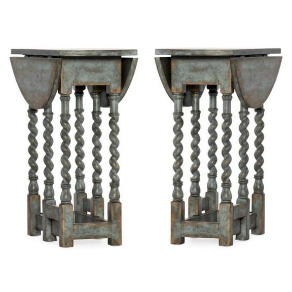 Home Square Prause Gate Leg Round Table in Blue Bonnet - Set of 2