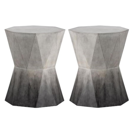 Home Square Prism 19" End Table with Hand-sprayed Ombre in Gray - Set of 2