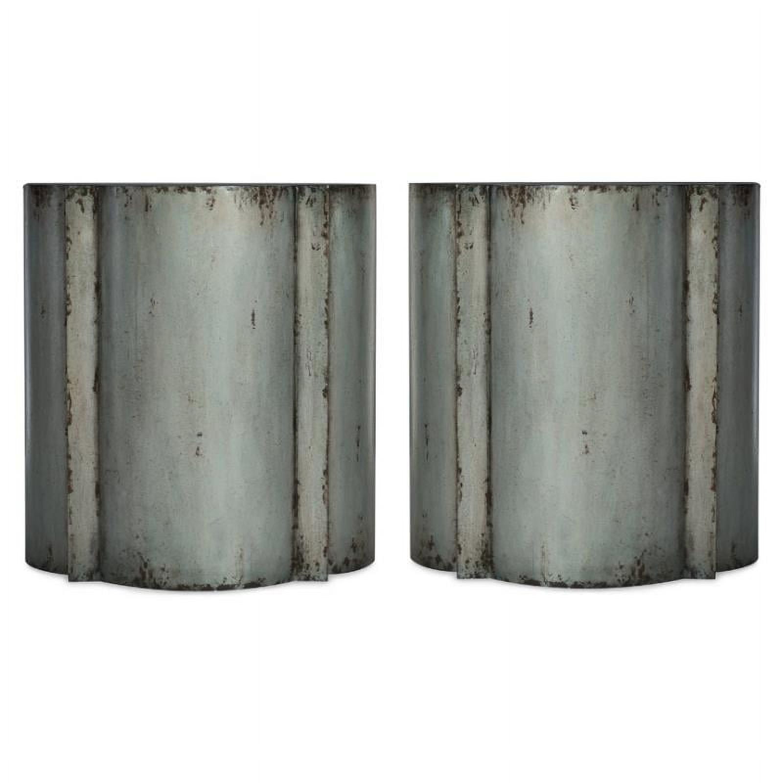 Home Square Quatrefoil End Table in Galvanized Metal Pecos Set of 2