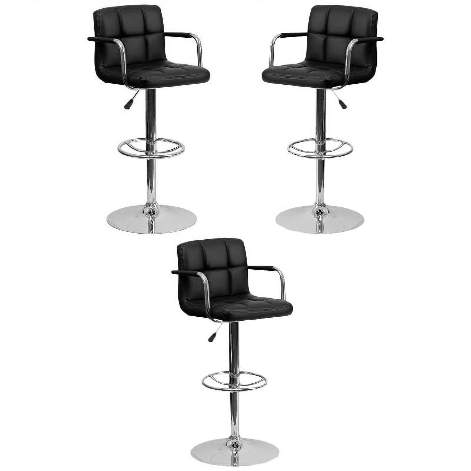 Home Square Quilted Bar Stool with Arms in Black Finish Set of 3
