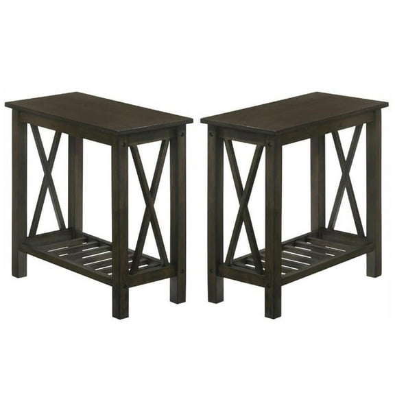 Home Square Quint Contemporary Wood Side Table in Dark Gray - Set of 2