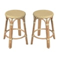 thumbnail image 1 of Home Square Rattan Round Backless Counter Stool in Yellow & White - Set of 2, 1 of 7