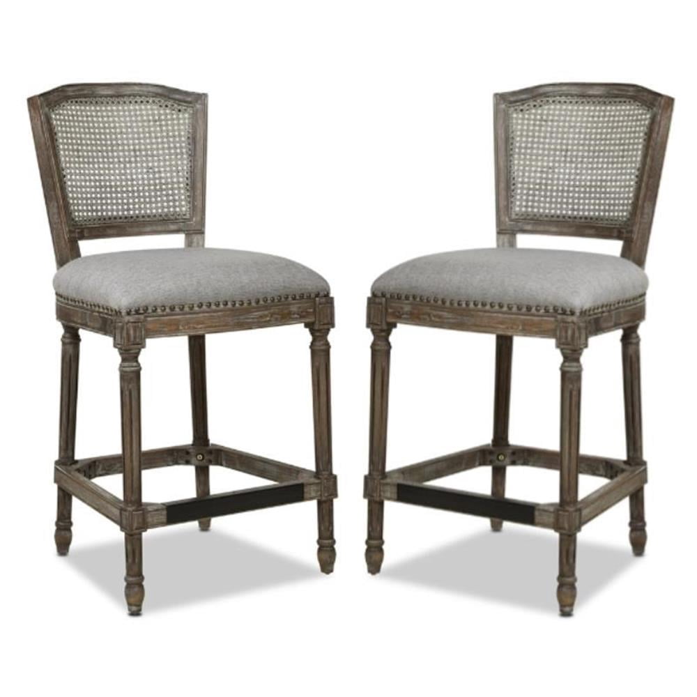 Square Rattan Stool Home Square Rattan Wicker High Back Bar Stool in Dark Heathered Gray ...