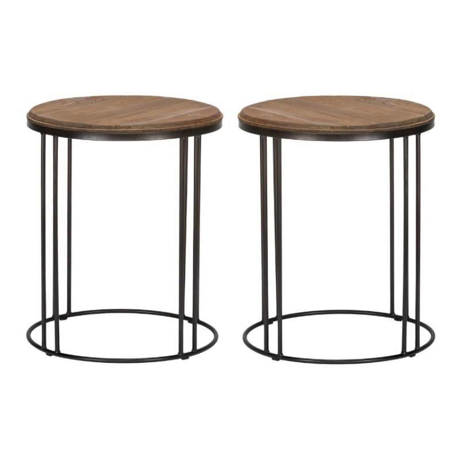 Home Square Reclaimed Pine End Table in Distressed Mahogany and Black