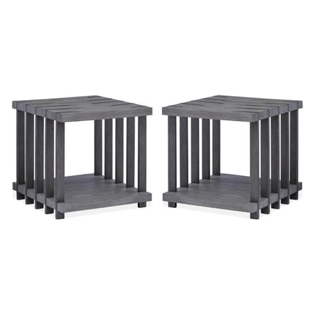 Home Square Rectangular End Table Weathered Gravel - Set of 2