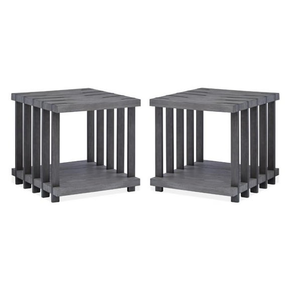 Home Square Rectangular End Table Weathered Gravel - Set of 2