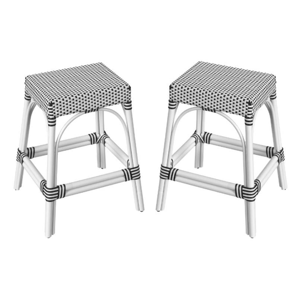 Square Rattan Stool Home Square Rectangular Rattan Counter Stool in Beige - Set of 2 ...