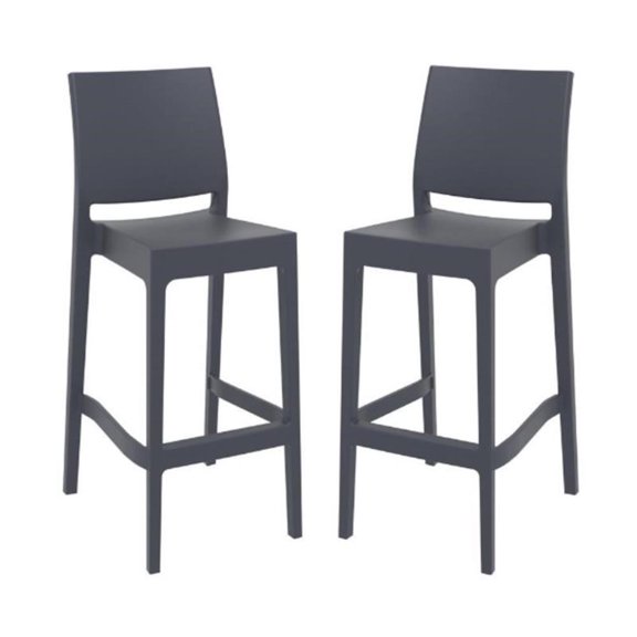Home Square Resin 29.5" Barstool in Dark Gray - Set of 2