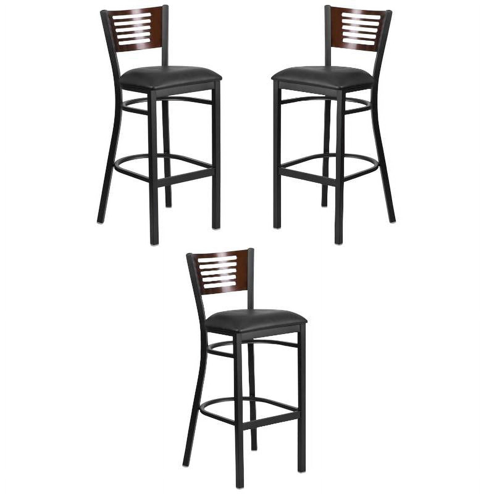 Home Square Restaurant Bar Stool in Black and Walnut Set of 3