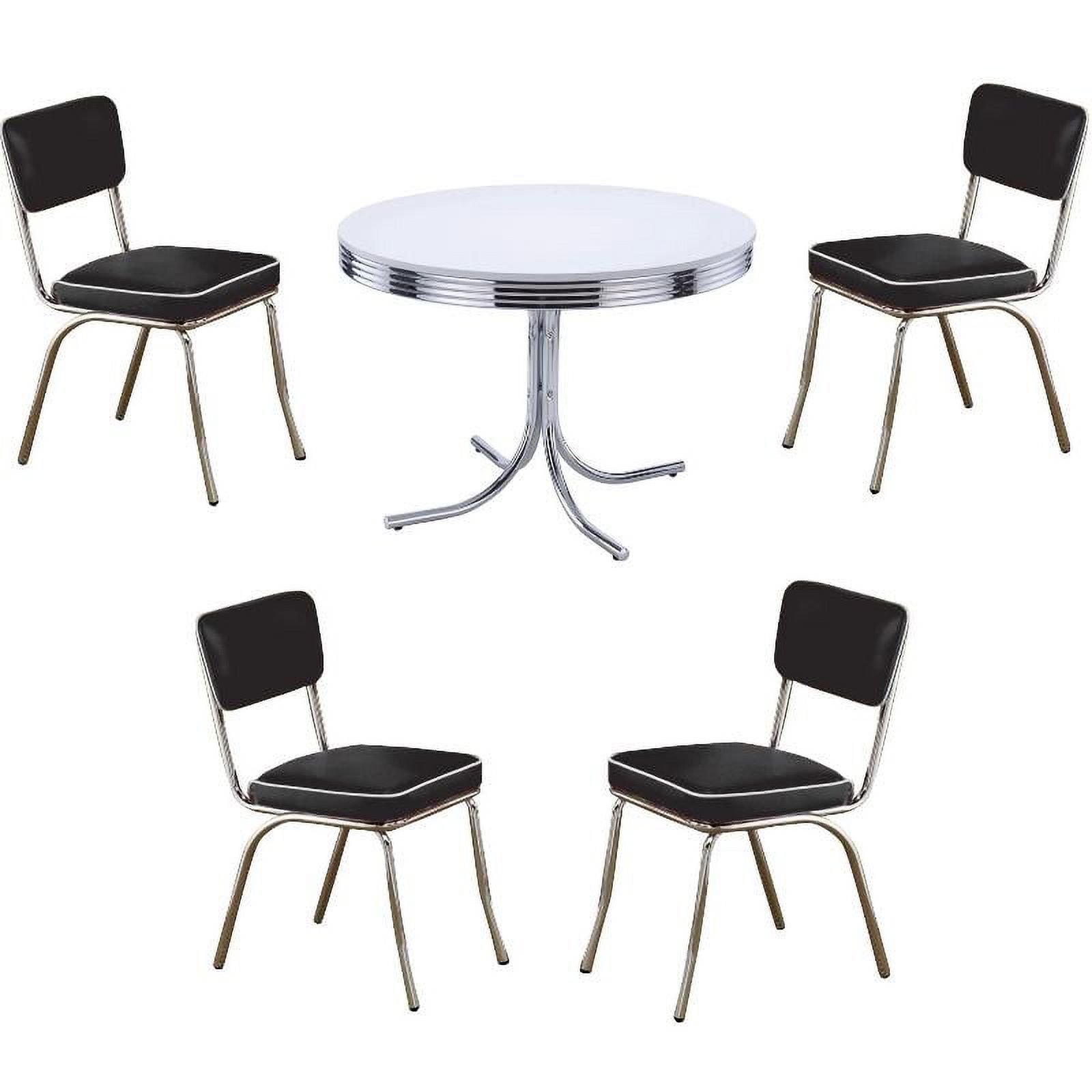 Roundhill Furniture Cylina Solid Wood Glass Top Round Dining Table with