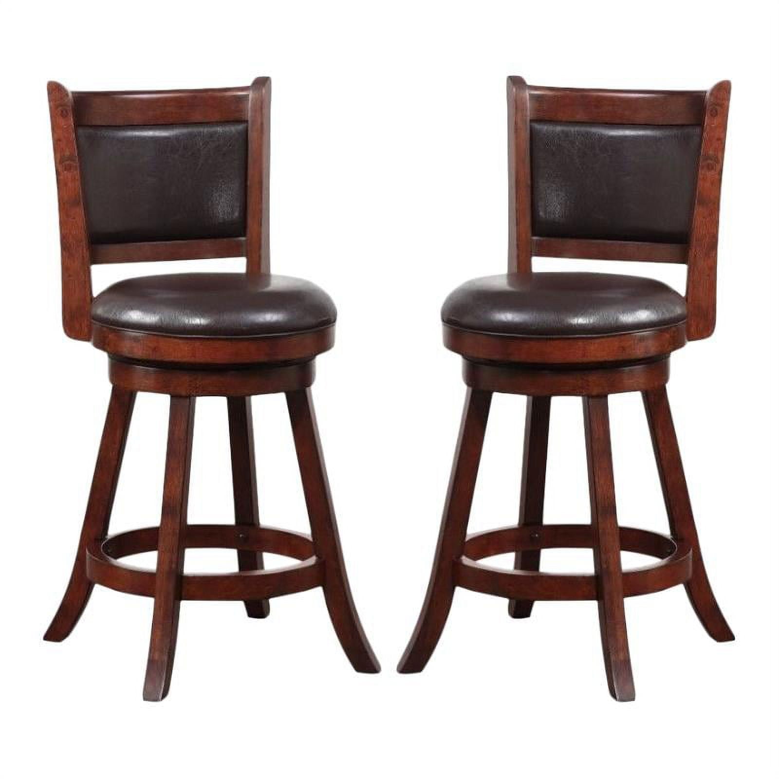 Home Square Rhea 24" Swivel Round Counter Height Stool in Hazelnut ...