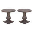 thumbnail image 1 of Home Square Round Reclaimed Pine End Table in Rustic Brown - Set of 2, 1 of 8