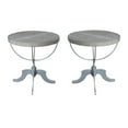 thumbnail image 1 of Home Square Round Solid Wood Table with Cast Iron Base in Brown - Set of 2, 1 of 3