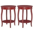 thumbnail image 1 of Home Square Round Wood End Table with Shelf in Red - Set of 2, 1 of 11