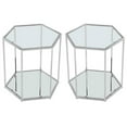 thumbnail image 1 of Home Square Sei Modular Stainless Steel and Glass End Table - Set of 2, 1 of 4
