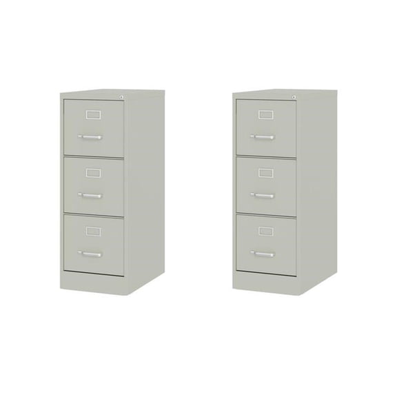 Home Square Set of 2 3-Drawer Letter Width Vertical File Cabinet in Light Gray