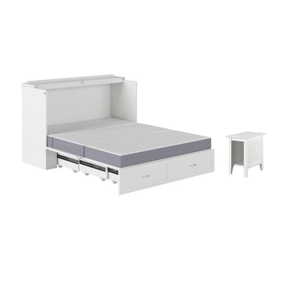 Home Square Set of 2 Queen Murphy Bed Chest & Side Table in White