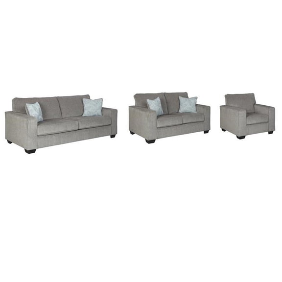 Home Square Set of 3 Queen Sleeper Sofa & Loveseat & Accent Chair in Alloy