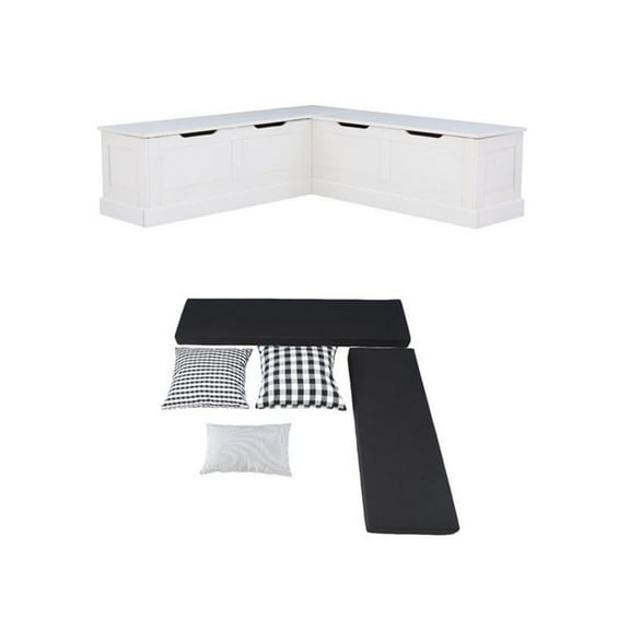 Home Square Set of a Backless Breakfast Nook and 5 Piece Cushion/Pillow