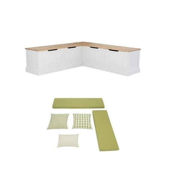 Home Square Set of a Backless Breakfast Nook and 5 Piece Cushion/Pillow