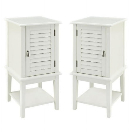 Home Square Shutter Wood End Table in White Finish - Set of 2