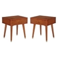 thumbnail image 1 of Home Square Side Table with Drawer in Light Walnut & Brown Finish - Set of 2, 1 of 8