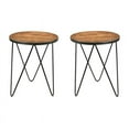 thumbnail image 1 of Home Square Solid Wood Round End Table in Brown Finish - Set of 2, 1 of 4