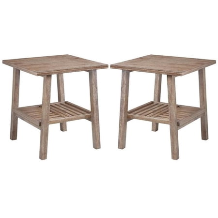 Home Square Sonoma End Table in Barnwood Wire-Brush - Set of 2