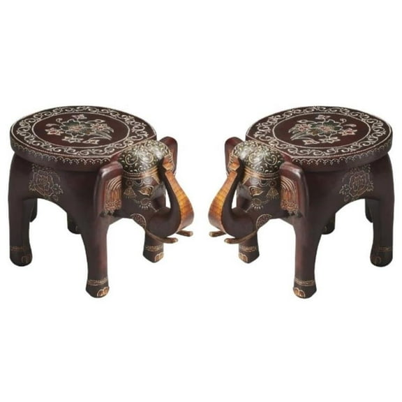 Home Square Specialty Elephant Accent Table in Assorted - Set of 2