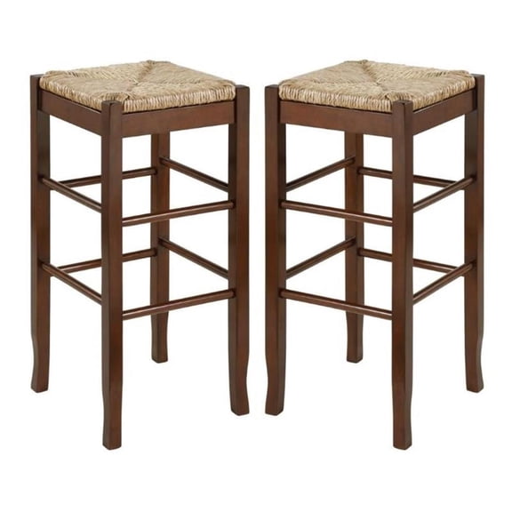 Home Square Sq Rush 29" Stationary Bar Stool in Cappuccino - Set of 2