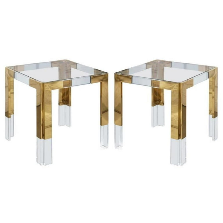 Home Square Glass End Table Set of 2