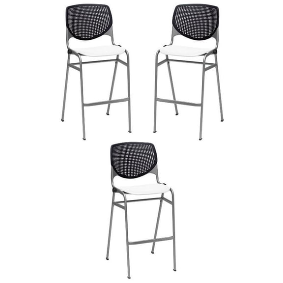 Home Square Stack Barstool in Black Back/White Seat - Set of 3