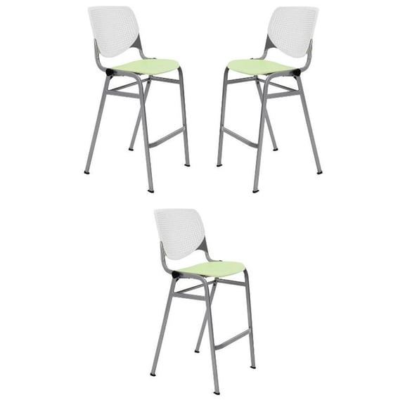 Home Square Stack Barstool in White Back/Lime Green Seat - Set of 3