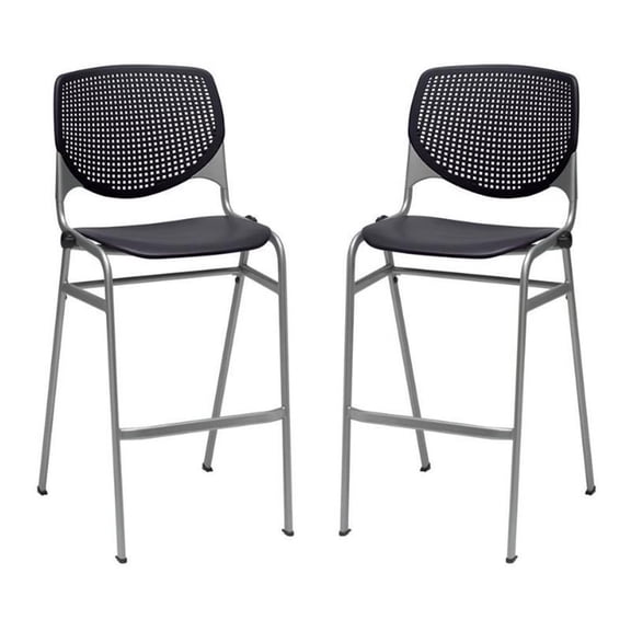 Home Square Stack Steel Frame Barstool in Black Finish - Set of 2
