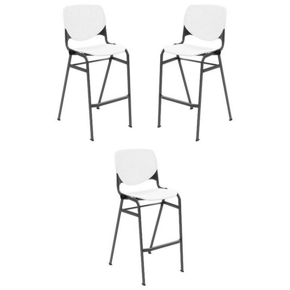 Home Square Stack Steel Frame Barstool in White/Black - Set of 3