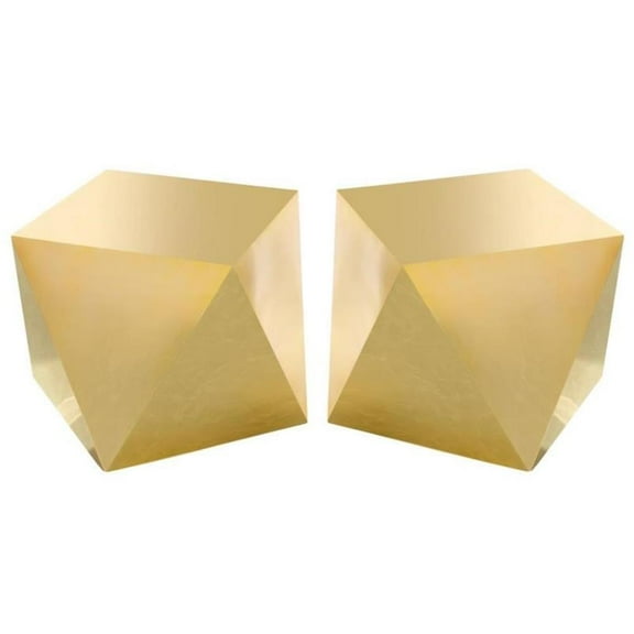 Home Square Stainless Steel Contemporary End Table in Gold - Set of 2