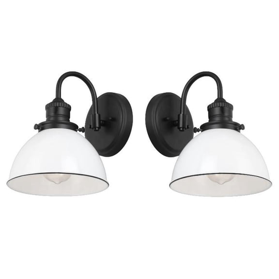 Home Square Stainless Steel Wall Light in Matte Black - Set of 2