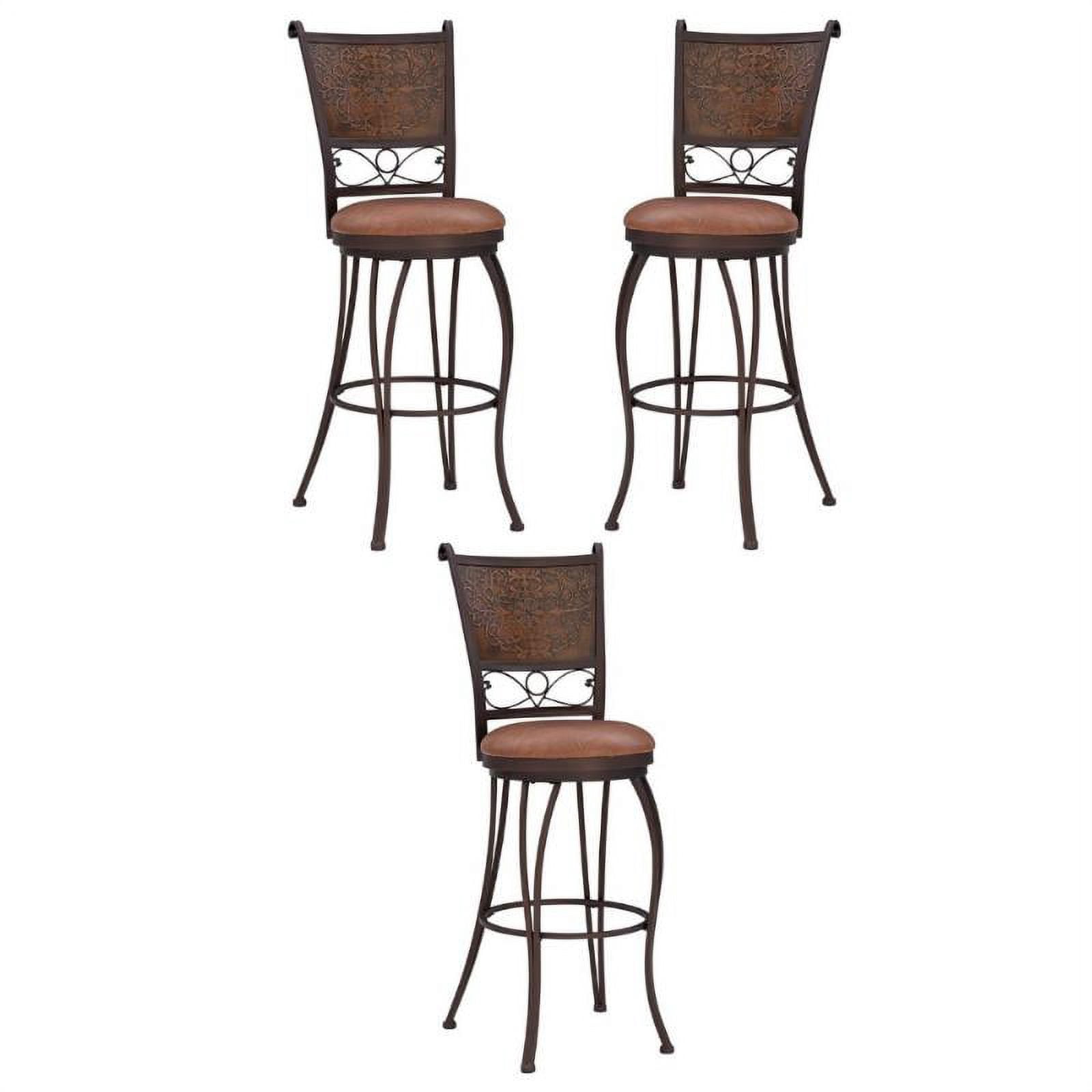 Home Square Stamped Back 30" Metal Bar Stool in Bronze - Set of 3 ...