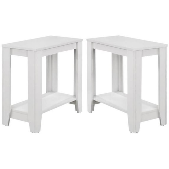Home Square Sturdy Tapered Legs End Table in White Finish - Set of 2