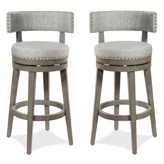 Home Square Swivel Bar Height Stool Antique Gray - Set of 2