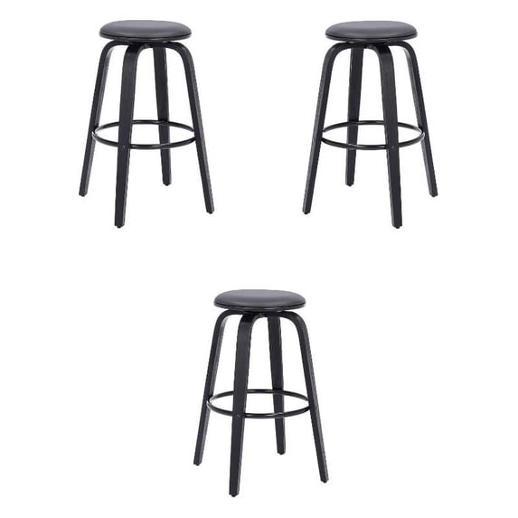 Home Square Swivel Seat and Wooden Legs Barstool in Gray - Set of 3
