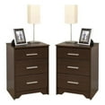 thumbnail image 1 of Home Square Tall 3 Drawer Nightstand in Espresso Finish - Set of 2, 1 of 5