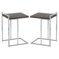 thumbnail image 1 of Home Square Thick Wood Panel Top C Side Table in Gray and Chrome - Set of 2, 1 of 5